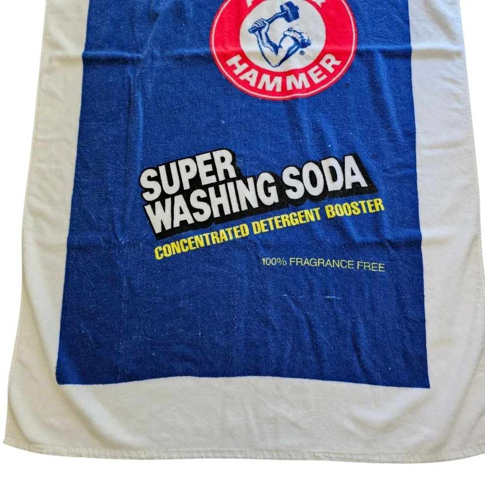 Vintage Arm & Hammer Beach Towel Advertising Super Washing Soda 34.5x60